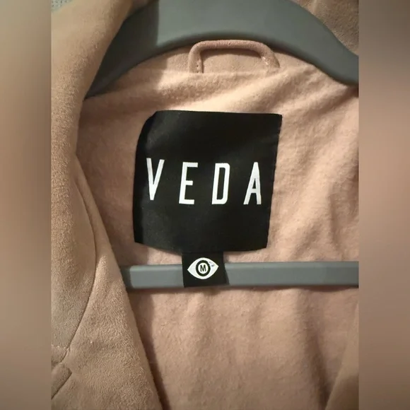 Reformation VEDA Beige Women's Suede Moto Jacket Size Medium Pink Cloud - Picture 5 of 8